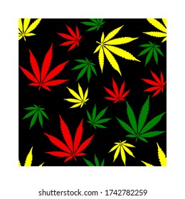 Reggae cannabis marihuana alga tela de patrón repetido textil envoltura de regalo fondo textura de fondo papel de pared vector