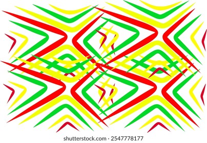 Fondo de colores de Reggae, colores rasta, ilustración abstracta con patrón en zigzag de colores jamaicanos