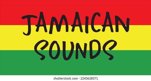 Reggae Flag with Jamaican Sounds Vector
