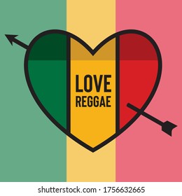 Bandera en forma de corazón de reggae. Nos encanta la música reggae. Ilustración del vector