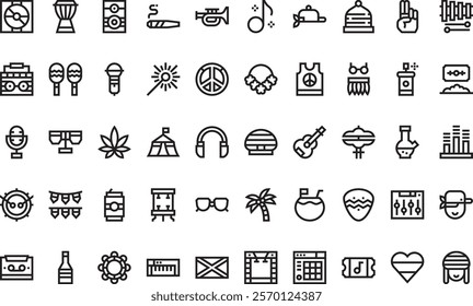 Reggae icons  High-Quality Vector Icons Collection with Editable Stroke. Ideal for Professional and Creative Projects.