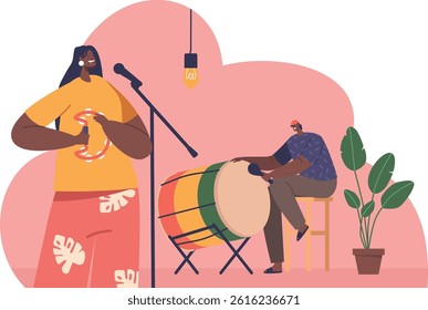 Reggae music band performance vector illustration