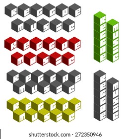 reggae music cubic square fonts in different colors