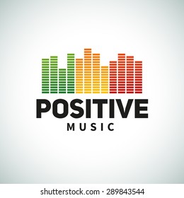 Reggae music equalizer logo emblem vector design. Positive dub illustration.