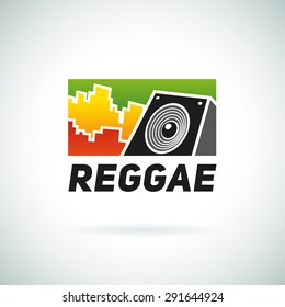 Reggae music equalizer logo emblem vector design. Positive dub illustration.