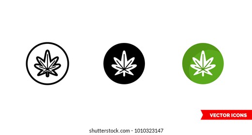 Reggae music genre icon of 3 types: color, black and white, outline. Isolated vector sign symbol.