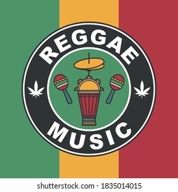Reggae music instrument vector illustration. Reggae music emblems.