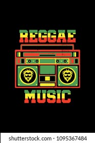 reggae music jamaica boombox poster retro vintage distress colorful