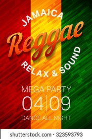 Reggae Music Party Poster Template. Rastafarian Dance Club Flyer Conce