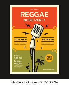 Reggae music party vector. Poster design template with place for your text