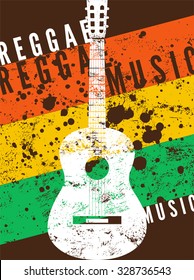 Reggae music poster. Retro typographical grunge vector illustration.