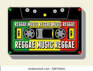 Reggae music poster. Retro vector illustration.