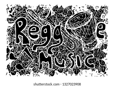 reggae music in silhouette - vector