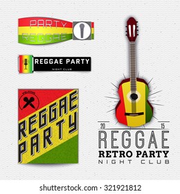 Reggae party insignia  and labels can be used for design, invitations, flyers, banners Site