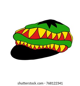 Reggae rastafarian  hat. Vector illustration isolated at white background.