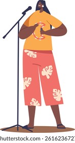 Reggae singer performing with microphone