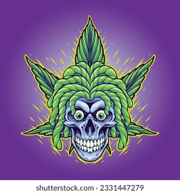 Reggae Skull Leaf Illustration for your work Logo, mascot merchandise t-shirt, stickers and Label designs, poster, greeting cards advertising business company or brands.