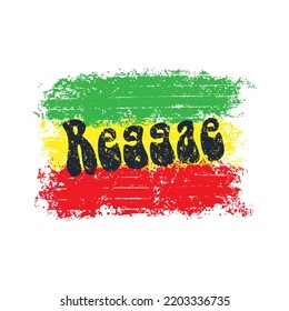 Reggae-Text in der Mitte der Grunge Vintage rastafari Fahne Vektorgrafik Hintergrund. Design Konzept für Logo, Druck, Tee, T-Shirt Kleidung, Poster, Banner und vieles mehr.