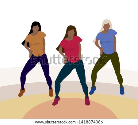 Reggaeton dancers vector illustration. Reggaeton girls.