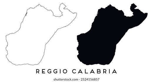 Reggio Calabria mapa de contorno y Vector de silueta negro