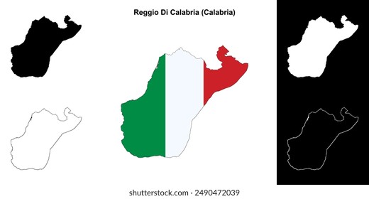 Reggio Di Calabria province outline map set