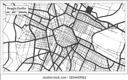 Reggio Emilia Italy City Map in Black and White Color in Retro Style. Outline Map. Vector Illustration.