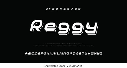 Letra Reggy Elegant Maiúscula Minúscula e Número. Clássico Lettering minimal Fashion Designs. Tipografia modernas fontes serif conceito vintage decorativo regular. ilustração vetorial