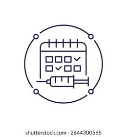 regimen icon with calendar and syringe in line design