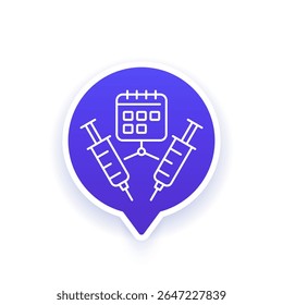 regimen icon with calendar and syringes, line design