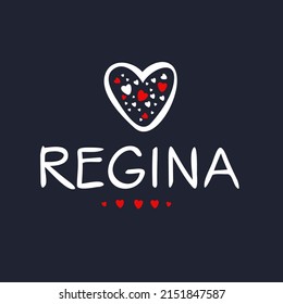 Regina Calligraphy Female Name, Vector Illustration.