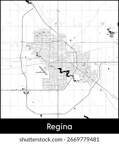 Mapa da cidade de Regina, Canadá - Mapa vetorial do pôster
