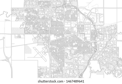Regina, Saskatchewan, Canada, bright outlined vector map with bigger and minor roads and steets created for infographic backgrounds.