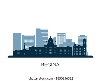 Regina Skyline, Monochrome Silhouette. Vector Illustration.