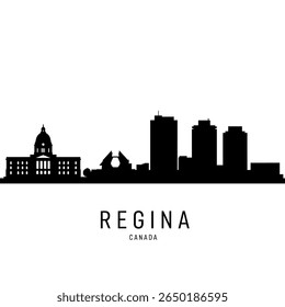 Regina Skyline Silhouette with Canada Cityscape.