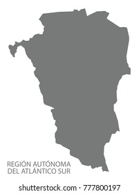 Region Autonoma del Atlantico Sur map of Nicaragua grey illustration silhouette shape