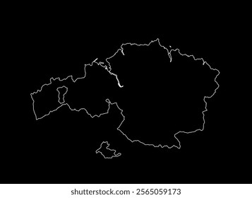 Region Biscay map vector silhouette line contour illustration isolated on black background. High detailed illustration. Spain province of autonomous community Basque. Country in Europe, EU member.