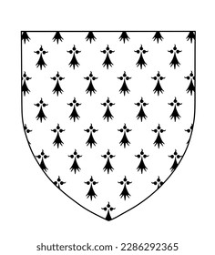 Region Brittany coat of arms flag vector illustration, province in France. French region banner symbol. Coat of arms of Brittany seal.