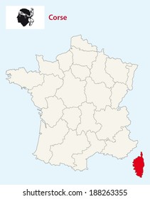 region corsica map with flag