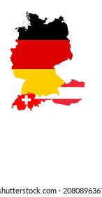 Región DACH Alemania Austria Suiza mapas de bandera