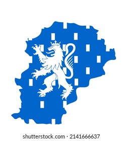 Region France Comte map flag vector silhouette illustration isolated on white background. French Comte flag map. France territory. Coat of arms lion, Europe country. Prance lion angry beast symbol.