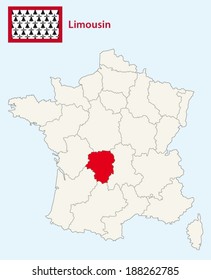 region limousin map with flag