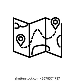region map icon vector. line style icon