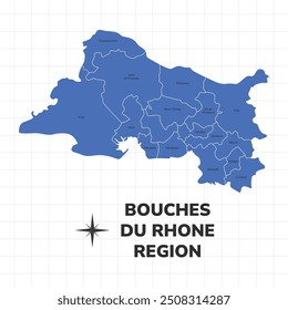 Ilustração do mapa de Bouches-du-Rhône Region. Mapa da região em França