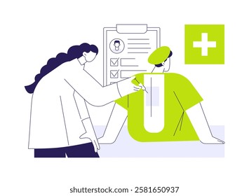 Regional anesthesia abstract concept vector illustration. Doctor making regional anesthesia to patient using catheter, epidural sedation, emergency room, medicine sector abstract metaphor.