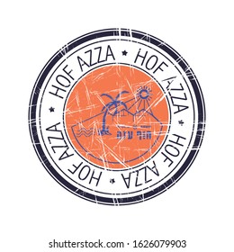 Regional council of Hof Azza, Israel postal rubber stamp, vector object over white background