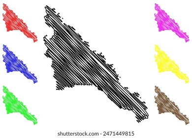 Regional District of Fraser-Fort George (Canada, British Columbia or BC Province, North America) mapa Ilustración vectorial, bosquejo de garabatos Fraser Fort George mapa