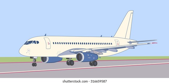 Regional jet aircraft after landing (before take-off)