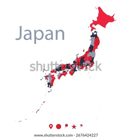 Regional map of Japan vector illustration