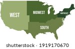 Regional Map of the US in Shades of Green