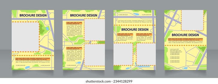 Regional planning blank brochure design. Traffic regulation. Template set with copy space for text. Premade corporate reports collection. Editable 4 paper pages. Calibri, Arial fonts used